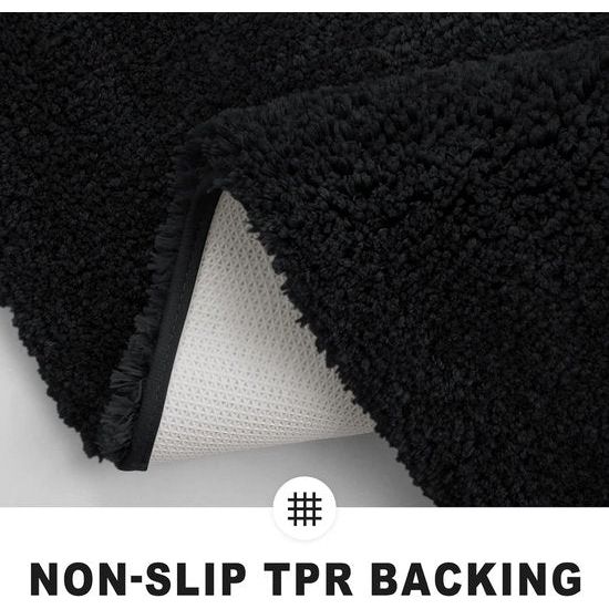 Antislip zachte mat voor toilet met uitsparing, afmetingen 51 x 61 cm, absorberende badmat, staand toilet, wasbaar, badmatten voor toilet, zwart.