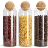 1240 ml voorraadpotten met kurk, set van 3, voorraadpotten, glazen kruidenpotjes van borosilicaatglas, luchtdicht glazen container, opslag keuken voor thee, kruiden, specerijen en