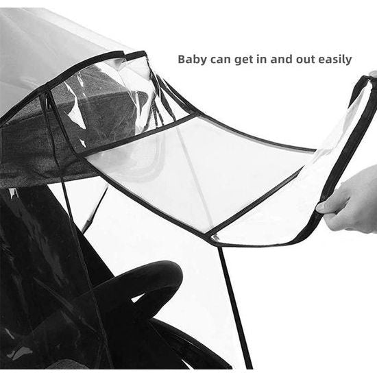 Regenbescherming voor kinderwagen, universele regenhoes voor buggy's en sportwagens met groot kijkvenster, goede luchtcirculatie, vrij van schadelijke stoffen, transparant