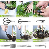 Bonsai gereedschap, tuingereedschap set 13 in 1 incl. snoeischaar set mini schep hark set bonsai trainingsdraad met opbergtas voor bonsai tuinieren bonsai starter gereedschap set