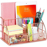 Organizer, SITHON metalen bureau-organizer met lade, pennenhouder, papierorganizer, briefpapierhouder met A4-brievenbakje Documenten voor kantoor, school en thuis, roségoud