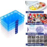 Opbergdoos met compartimenten, doorzichtige sorteerdozen, plastic opbergdoos, sieradendoos, verstelbare assortimentsdoos voor sieradenorganizer, pareloorbellen, 15 raster x 6 stuks