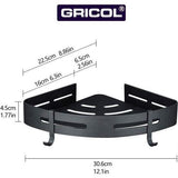 Hoekplank, douchemand, doucheplank, zonder boren, doucheplank, ruimte-aluminium, met 4 haken, doucheplank, badkamerrek met sticker, badkamerrek voor badkamer en keuken, 2 etages, zwart