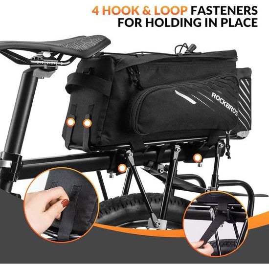 Fietsdragertas Transporttas achter Bagagetas Waterdicht Zwart Opvouwbaar Zijvakken 9-12 L met regenhoes