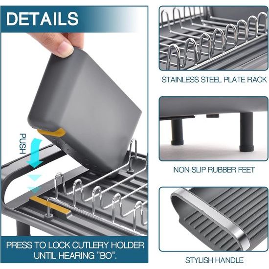 Afdruiprek, klein uitbreidbaar afdruiprek, roestvrijstalen vaatdroger, anti-roest serviesstandaard voor de keuken