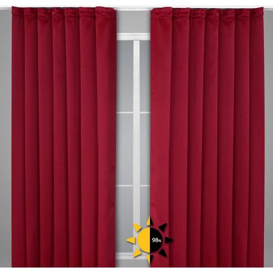 Verduisteringsgordijn met plooiband U-band, blackout gordijn ondoorzichtig verduisterend, grootte en kleur naar keuze (breedte 140 cm. Hoogte 245 cm, Bordeaux)