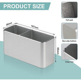 Pennenhouder bureau zilver metaal, bureau-organizer aluminium, cosmetica-penseelhouder, pennenkoker voor kantoor, kinderen, rechthoekig