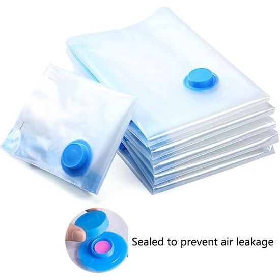 Pak van 12 vacuümzakken voor kleding 60 x 40 cm, RISVOWO reisopbergzakken met pomp, herbruikbare vacuümzakken voor kleding, opbergzakken klein voor kleding, dekbedden, beddengoed, kussens