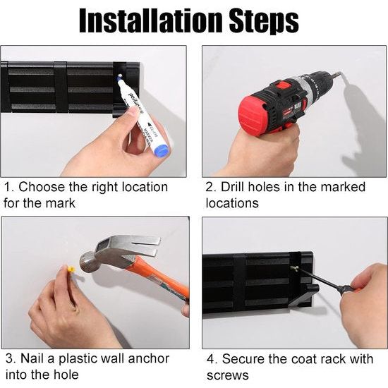 Kapstok met 5 beweegbare haken, moderne wandkapstokken, haakrek voor jassen, mantels, tassen, hoeden en sjaals