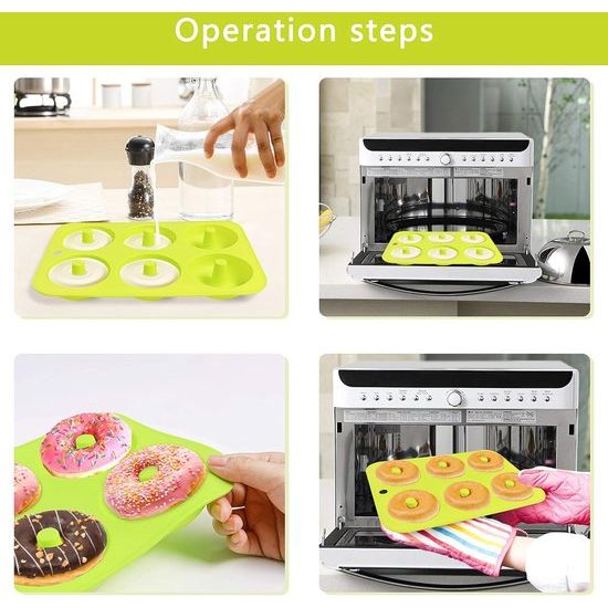 Siliconen donut bakvorm, verpakking van 3 stuks, donutmaker, antiaanbaklaag, 6 holle ruimtes, flexibele siliconen vorm voor het bakken van cake, donuts, cupcakes, biscuit bagels