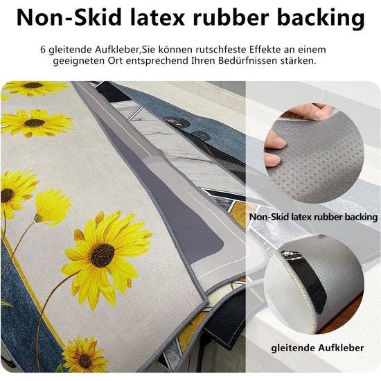 Keukentapijten, antislip keukenmatten, 2 stuks, wasbaar keukentapijt met schuifsticker, Comfort Runner-tapijtset voor keuken, stofdichte deurmat, zwarte geometrie