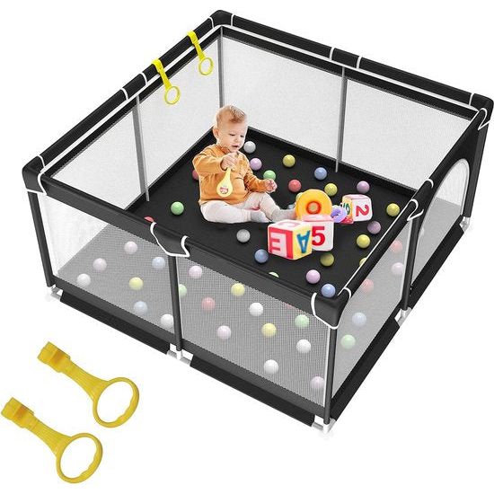 Babybox, 125 cm kleine babybox met ademend zacht gaas - met antislipbasis - geschikt voor binnen en buiten kinderactiviteitencentrum (lichtgewicht, gemakkelijk te dragen) (125cm)