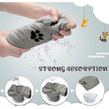 Set van 4 microvezel hondenhanddoeken, zacht, absorberend, huisdierbadhanddoek, droogverzorgingshanddoek met geborduurde poten, voor katten, badverzorging, grijs, 90 x 50 cm