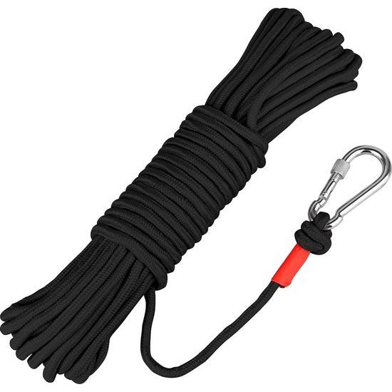 karabijnhaak, nylon koord met hoge sterkte veiligheid, 20 m multifunctioneel touw diameter 8 mm - aanmeerlijn, brei, gevlochten lijn, camping, wandelen
