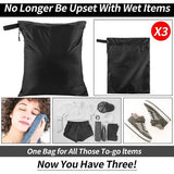 3 stuks wetbag 30 x 35 cm, herbruikbare zakken, waterdichte natte tas met ritssluiting, vuile kleding, tas, organizer voor badpakken, strandlaken, sportkleding (zwart), zwart