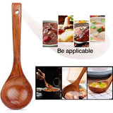 Wooden Soup Ladle, Natural Wood Soup Spoon, Porridge Spoon, 27 cm Length