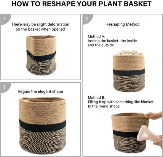 Plantenbak, bloempot, mand, plantenmand voor 26 cm plantenbak, katoenen touw, opbergmand voor speelgoed, dekens in de kinderkamer, moderne woondecoratie, 28 x 28 cm