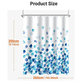 Shower Curtain, 260 x 200 cm, Blue Petals, Weighted Hem, Anti-Mould Textile, Water-Repellent, Washable Polyester Bath Curtains with 14 Eyelets and Shower Curtain Rings for Bathroom, Bathtub