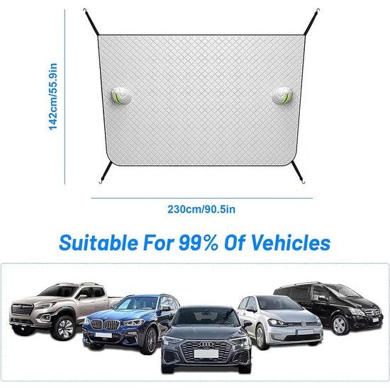 Windscreen Cover, Frost Protection Car Windscreen Winter, Sun Protection Car Windscreen Cover, Foldable Against Sun, Dust, Snow, Ice, Frost (232 x 142 cm)