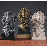 Leeuwenkop beeldje, hars leeuw standbeeld, dierenkop standbeeld, bureaukast, beeldje, ambachten, ornamenten voor thuis, kantoor, decoratie, cadeau