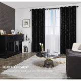 Zwart Gordijnen, Stippellijn Folie Afgedrukt Thermisch Geïsoleerde Verduisterende Gordijnen, Raambehandeling Gordijnen voor Slaapkamer, 117 x 138 cm(Breedte x Hoogte), 2 panelen