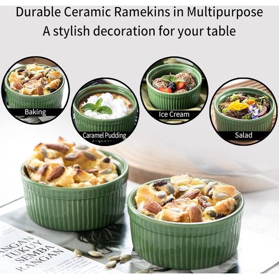 Soufflé vormpjes, 6-delige dessertschaal, vormpjes voor muffins, cupcakes crème brulee, fondants, 10 x 10 x 4,7 cm