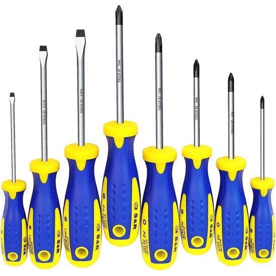 Schroevendraaier set, 8-delig, magnetisch, Crosshead PH-PZ, SL slot, Power shape schroevendraaier set, aangepaste ergonomische handgreep, professionele Kwaliteit Schroevendraaier set, S2 speciale stalen messen, hoge legering