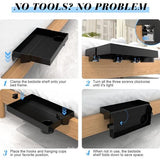 Inklapbaar nachtkastje, bedplank stapelbedrek voor studentenhuis, bedplank voor kinderen, met bekerhouder haken, 28,5 x 42 cm, zwart