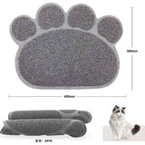 Kattenbakmat, 2 stuks kattenbaktapijten kattenbakmat, voerbak voor huisdieren, water, gemakkelijk schoon te maken, waterdicht en duurzaam, PVC-kussen in de vorm van schattige klauw, grijs