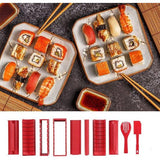 Sushi Maker Kit, 10 Piece Complete Sushi Making Kit, 5 Shapes DIY Sushi Making Set with High-Quality Sushi Knife, Perfect for Sushi DIY Also as a Gift