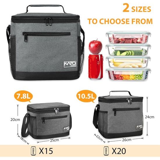 Geïsoleerde lunchtas voor heren, lunchtas van 7,8 l, koeltas, picknicktas met verstelbare schouderband, thermische tas, lekvrij, opvouwbaar voor werk, fitness, onderweg naar school