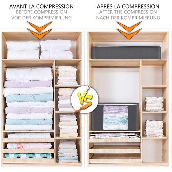 Grote vacuüm opbergtas met pomp, 4 vacuümzakken, 4 stuks opbergtas met handvat en ritssluiting, voor kleding, dekbedden, beddengoed