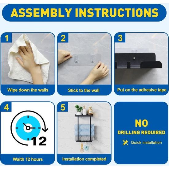 Handdoekrek voor de badkamer, handdoekhouder zonder boren, handdoekhouder, wandmontage, roestvrij staal, hoge capaciteit, gastendoekhouder voor opslag, kan tot 9 grote badhanddoeken bevatten