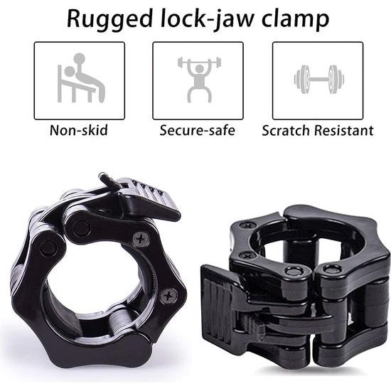 Haltersluiting, 4 stuks, 25 mm, 50 mm stangen, haltersluitingen met eenhandsmontage, snelsluiting, haltersluiting voor veilige training en snelle schijfwisseling (zwart, blauw)