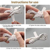 Kabelopbergdoos, 2 stuks kabelorganizerbox met deksel, 8 vakken, transparante oplaadkabelorganizer met 20 kabelbinders, kabelorganizerbox voor bureau opslag