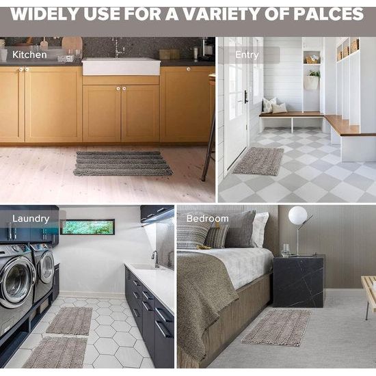 Badkamertapijt, antislipbadmat, wasbare badmat voor badkuip, douche en badkamer, toilet, microvezel, chenille, absorberend, 43 x 61 cm (lichtgrijs)