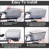 Fietsmand, schooltassenmand, universele fietsmand achter, 20 liter, grote capaciteit, bagagedrager, waterdichte fietsmand, metaal