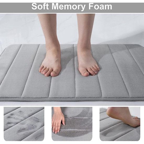 Badmat van traagschuim, absorberend, antislip, wasbaar, grijs, 40 x 60 cm