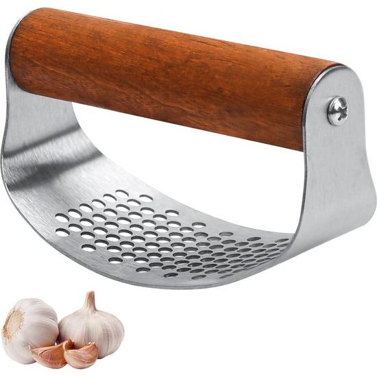 Garlic Press Stainless Steel Garlic Press Rocker with Wooden Handle Garlic Rocker Stainless Steel Garlic Press Kitchen Aid