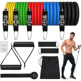 JATEKA Resistance Bands fitnessbandenset, weerstandsbanden, krachttraining, expander, Tubes-5 x weerstandsbandenset met expander, deuranker, handgrepen, voetlussen, draagtas voor spieropbouw, mannen en vrouwen