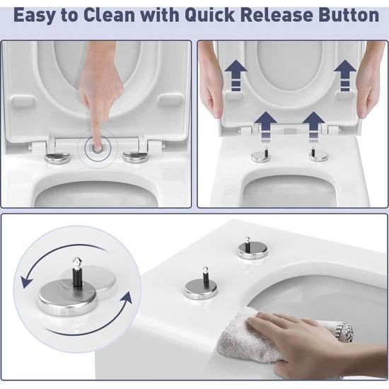 Family Toilet Seat with Removable Child Seat, Soft Close Mechanism, Adjustable Hinge, Quick Release Funcktion/D/U-Shape PP Children and Adults Toilet Seat