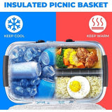 opvouwbare picknickmand, 22 liter, grote capaciteit, opvouwbare koeltas, isolatietas, boodschappenmand, verstas, thermotas voor outdoor, picknick, strand, reizen, camping, barbecue, familiefeest