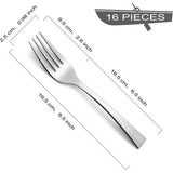 Taartvorken/dessertvorken, 16 stuks, 6,5 inch (16,5 cm), vierkante handgreep, vork, hoogwaardige roestvrijstalen vorken, vaatwasmachinebestendig, spiegelgepolijste vorken voor huis, restaurants,