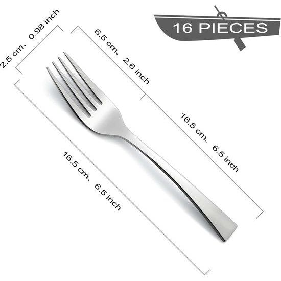 Taartvorken/dessertvorken, 16 stuks, 6,5 inch (16,5 cm), vierkante handgreep, vork, hoogwaardige roestvrijstalen vorken, vaatwasmachinebestendig, spiegelgepolijste vorken voor huis, restaurants,