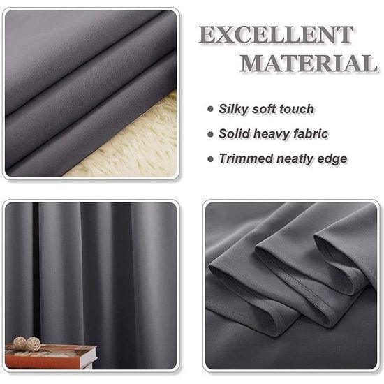 ondoorzichtige verduisteringsgordijnen met oogjes, thermisch gordijn, verduisteringsgordijn tegen koude en hitte, gordijnen voor slaapkamer, grijs, 175 x 140 cm (H x B), verpakking van 2