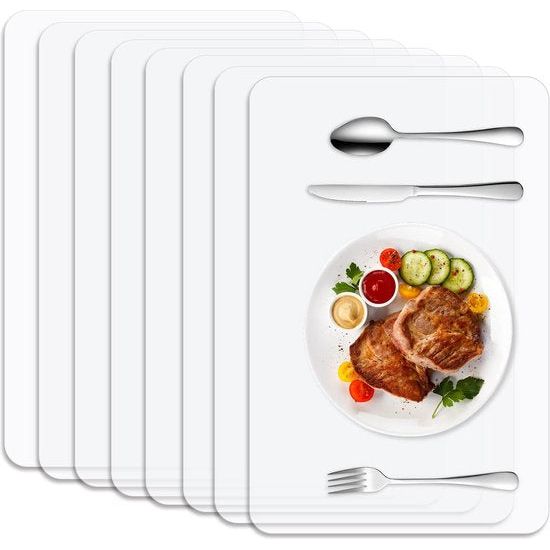 8 stuks placemats, transparant, kunststof placemats, placemats, pvc, tafelkleed, transparant, premium slijtvast, hittebestendig