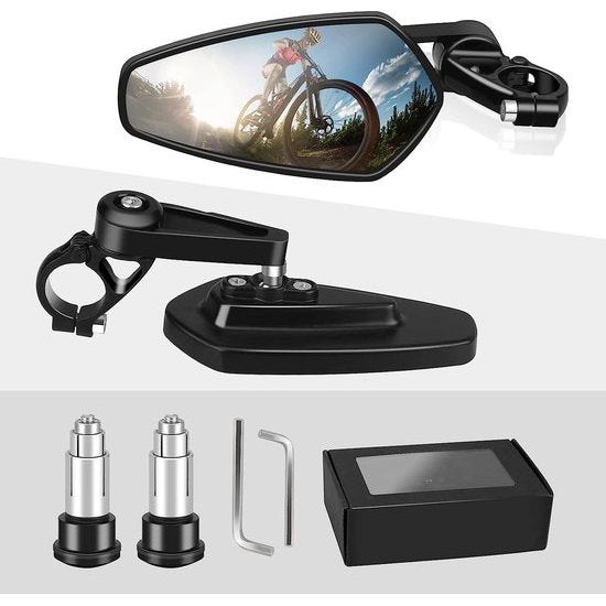 2 stuks fietsspiegels, spiegels, HD 360° draaibaar, achteruitkijkspiegel, links-rechts, universeel voor stuur 17-19 mm spiegel, klinknagel bolle oppervlakken