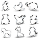 Uitsteekvormen voor dieren, doe-het-zelf uitsteekvormen voor dieren, 9 stuks koekjessnijders voor dieren, roestvrij staal voor bakken, fondant en koekjes