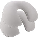 2 x Inflatable Neck Support Pillow, Practical Neck Pillow for Inflating, Ideal Travel Pillow for on the Go (Round, Pack of 2, Grey)