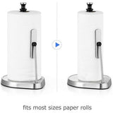 Keukenrolhouder, staande papierrolhouder van roestvrij staal, rolhouder, keukenrol, perfect voor keuken en eetkamer, stabiele basis en spanarm, zwart